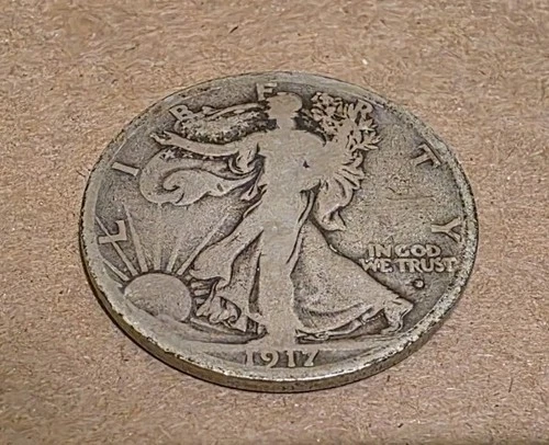 1917-D Obverse Liberty Walking Silver Half Dollar United States Coin Denver