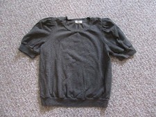 T.la Anthropology Green Animal Print Sweatshirt Size Small Puffed Sleeves