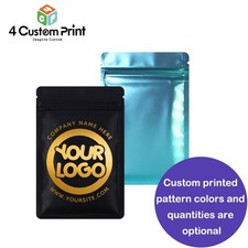 100 pcs 1g Custom Mylar Bags Resealable Zip Lock Smell Proof Foil Stand Up Pouch