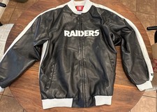 Mens NFL Faux Leather Varsity OAKLAND RAIDERS Bomber Size large