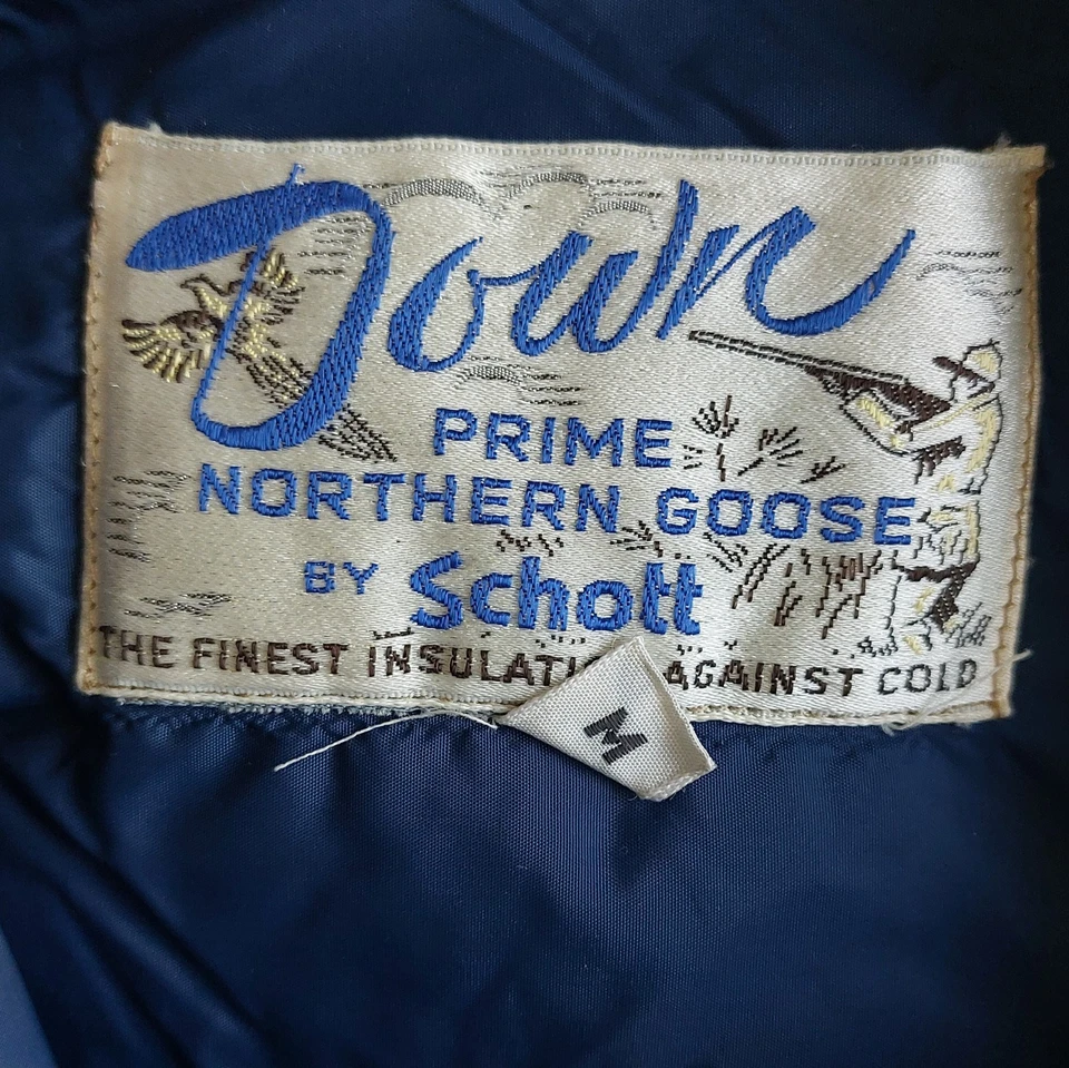 Chaqueta acolchada acolchada de plumón de ganso azul tostado Schott NYC de colección años 80 | M Foto 3 de 4