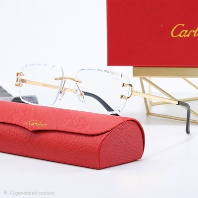 Cartier Big C Diamond white/Transparent Lens & Gold Frame FREE SHIPPING