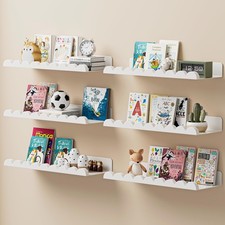 6-Pack Nursery Book Shelves, Scalloped Floating Shelves for Wall Kids, 15.7" ...