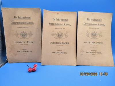 International Correspondence Schools Mechanics Instruction Paper&2 Question Book