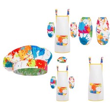 Kids Painting Artist Sleeve Covers Self-tie Apron With Hat Unisex Class School