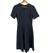 Quince Ultra-Stretch Ponte Short Sleeve Midi Dress Navy Basic Sleeved S