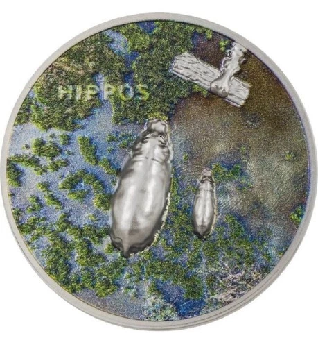 2023 Palau Hippos Colorized 1 oz Silver Proof High Relief Split Views BOX COA