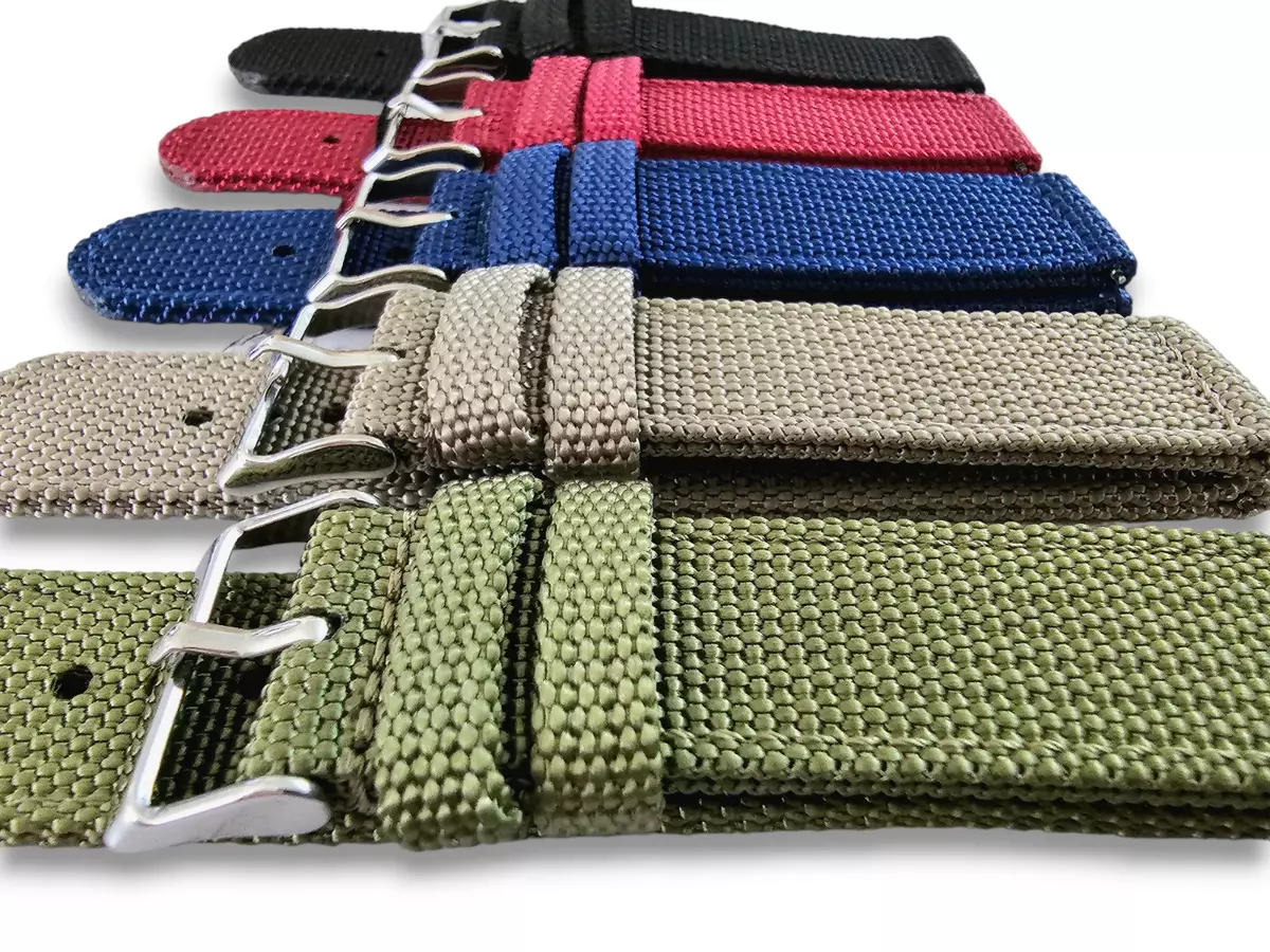 Green canvas watch strap best sale 20mm