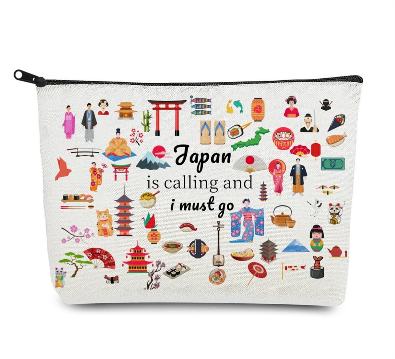 Tokyo Japan Double-Sided Travel Makeup Bag - Vibrant Souvenir Cosmetic Pouch  