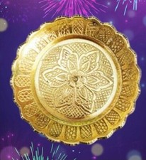 2 Small Brass Hand Made Ornate Plates Decorative Snack Bowls Home Diwali Gifts