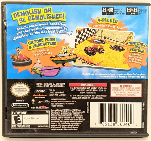 SpongeBob's Boating Bash Nintendo DS Video Game 2010 w/ Manual - Free Shipping - Picture 2 of 6