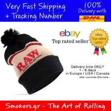 1x ORIGINAL - OFFICIAL RAW Knit Winter Beanie Hat Brown - Cones Rolling Papers