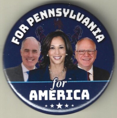 2024 Harris/Walz/Casey - 2.25'' / ''Pennsylvania Trigate'' Campaign Button(K220)