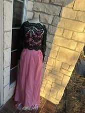 Vtg 80s VICTOR COSTA TAFFETA Lace Evening FORMAL Ball GOWN maxi Dress 10
