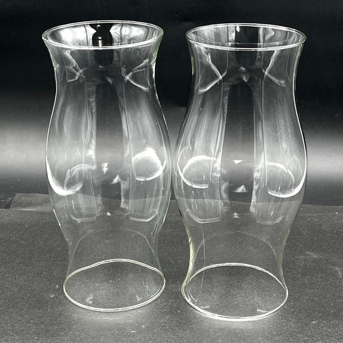 Rare Paire D'Abat-jour Verre Soufflé Blenko Colonial Williamsburg Bleu 14''