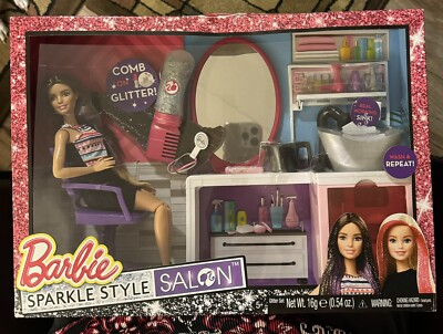 “RARE” Barbie Sparkle Style Salon NIB 2015 DMM65 *Read