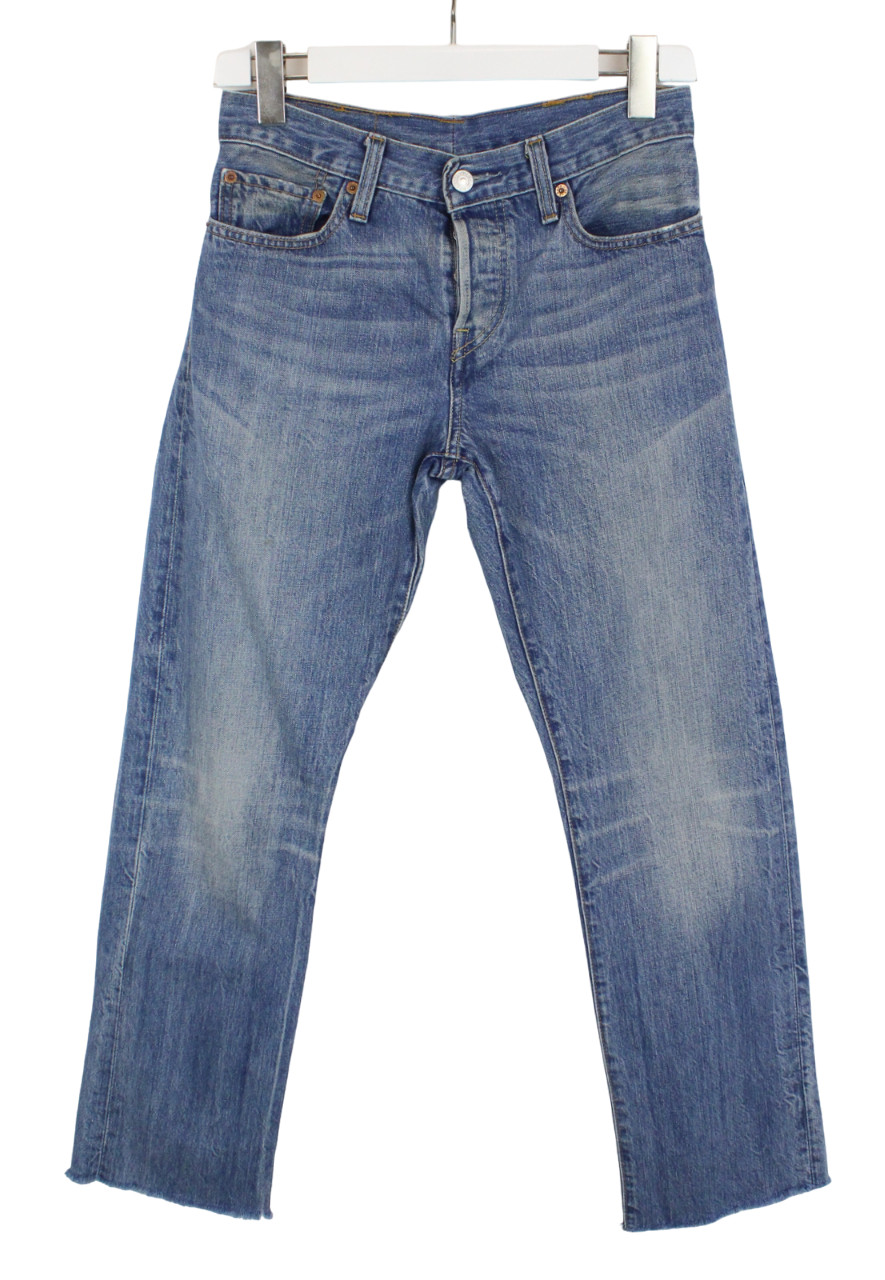 Levi's 501 Jeans Mens W27 L30 Button Fly Straight Fit Blue Whiskers Denim thumbnail 2