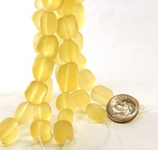 Small Oval Nugget Pendant Beads, Lemon Yellow w/Frosted Matte Finish, 7 Pieces