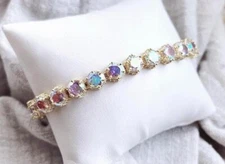 PARK LANE Ltd Ed Goldtone Hexagonal HONEYCOMB HOLOGRAPHIC Bracelet 7"+1" Dainty