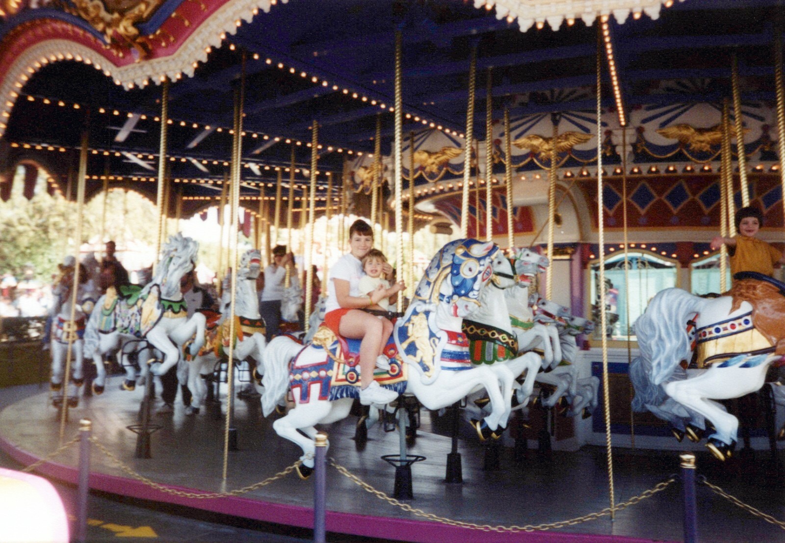 00 S Found Photo Happy Little Children Ride Merry Go Round At Disney World Ebay