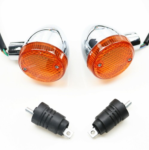 Clignotants Avant Chrome Ambre Pour Honda - Magna, Shadow, Steed, VTX - Paire, 3 Fils, étanches - Installation Facile
