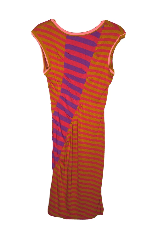 Vestido ceñido al cuerpo a rayas multicolor elástico talla S Nicole Miller Artelier para mujer Foto 2 de 4