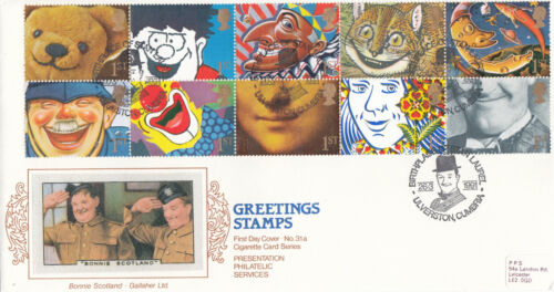 (110211) CLEARANCE Greetings PPS Cigarettte Card FDC Stan Laurel Ulverston 1991 - Bild 1 von 1