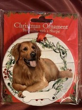E  S Pets Golden Retriever Dog Ceramic Christmas Ornament Self Personalization