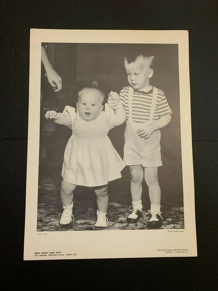 Vintage Baby Needs Some Help Methodist Teaching Poster