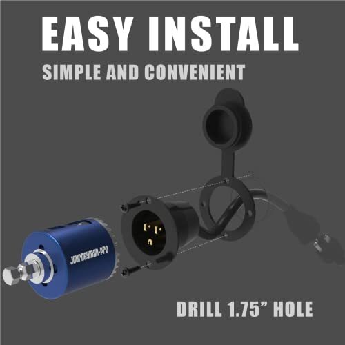 15 Amp AC Powe Inlet Pot Chage Plug, 110-125 Volt Socket Waterproof Electrical Outlet Receptacle 10 Foot Integrated Outdoor Rv Shore Extension Cord White 10ft 5 15r Hjp 5278 Gcp1 W10