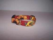 Wet Nose Designs Fun Fall Bounty Dog Collar on Crimson Pumpkins Sunflowers