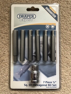 Draper Sechskant-Bit-Set 1/2 Zoll Vierkant-Dr - 7-teiliges Set - Draper Expert 83564