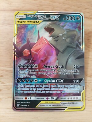 A rare Pokemon megaSableye and tyranitar. Mega Sableye & Tyranitar GX (secret) Holo SM Unified Minds  main image 4