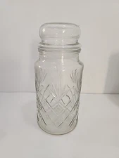 1983 Mr. Peanut Canister Glass Planters Peanuts Jar With Lid Vintage Canister 8”