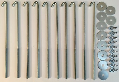 10 PACK 10'' J Bolts Bolt Battery Hold down bolts, New (5 PAIRS) Quick Cable