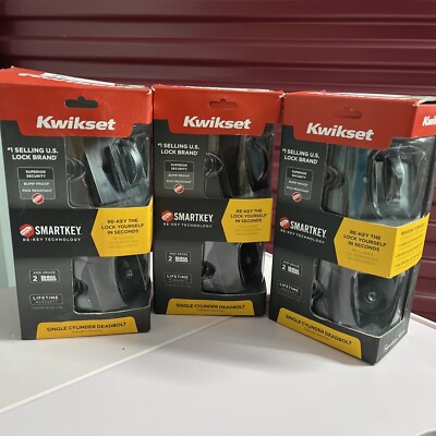 kwikset smart key 2 single cylender deadbolts and 1  keyed Entry. LOT OF 3