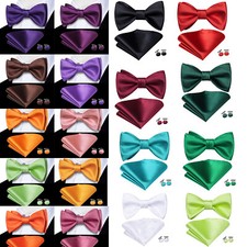 Wedding Formal Business Mens Bow Tie Handkerchief Cufflinks Set Prom Gift