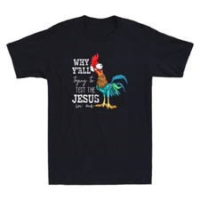 Why Y'all Trying To Test The Jesus In Me Funny Chicken Meme Retro Men's T-Shirt