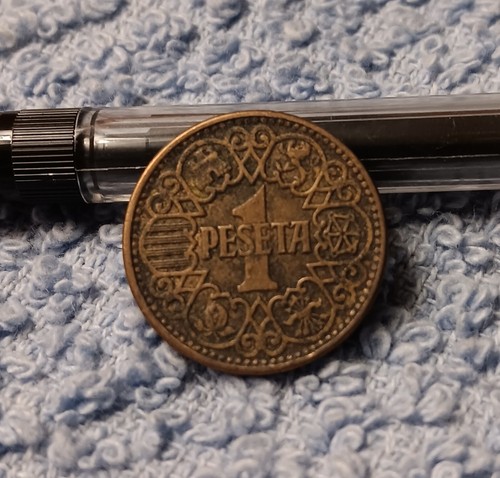 1944 Una Peseta , Circulated Coin Of Spain, Spanish 1p Coin - Picture 8 of 12