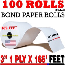 3 x 165 CASH REGISTER 1 PLY BOND PAPER PRINTE...