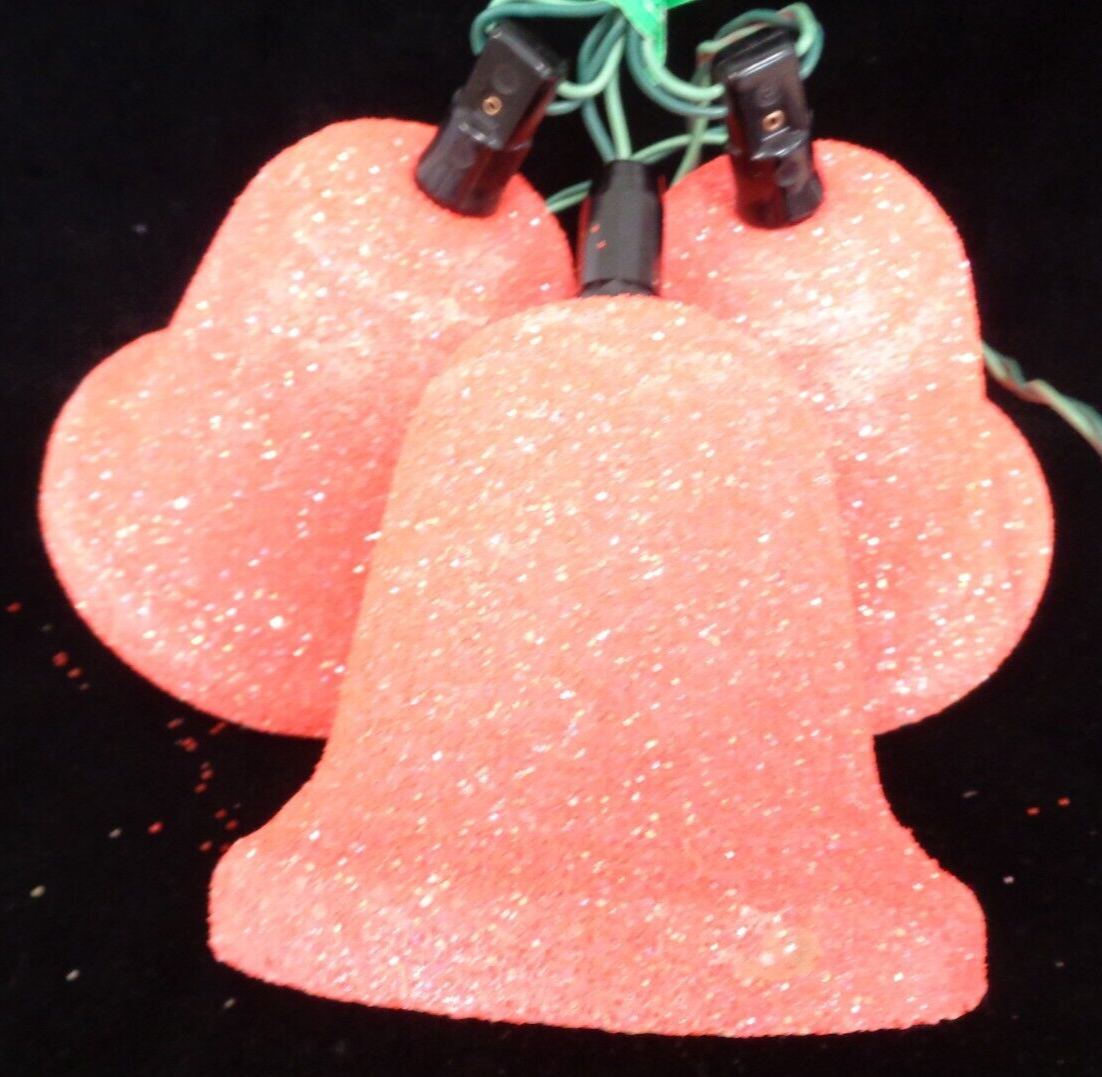 Vintage 3Bell Cluster Christmas Lights Work! Glittered Red/Pink eBay