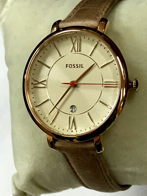 Fossil ES3487 Jacqueline Rose Gold-Tone Leather Tan Strap Ladies Watch  WARRANTY