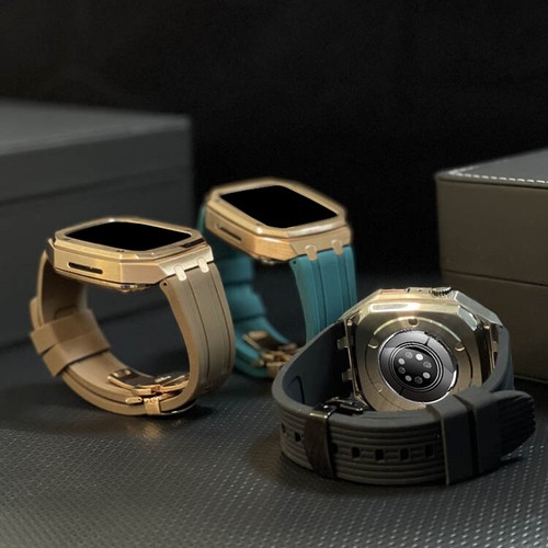 For Apple Watch 9 8 7 6 Stainless Steel Strap+Case Oak Mod Kit iwatch 44mm 45mm - 第 9/71 張圖片