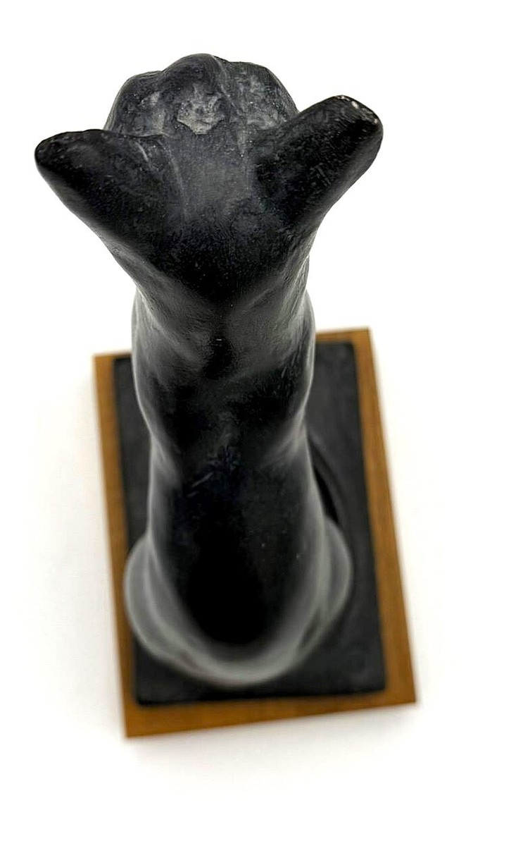 Egyptian Style Cat Sculpture on wood pedestal by Austin