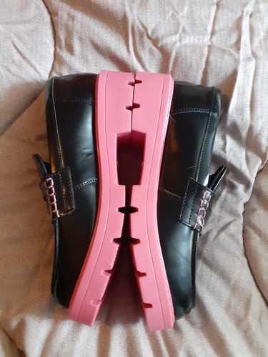 BNIB Stunning Ladies KICKERS 'Kori' Black And Pink Leather Loafers EU38/UK5 - Picture 11 of 21