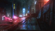 Landscape futuristic cyberpunk architecture night neon Custom Gaming Mat Desk