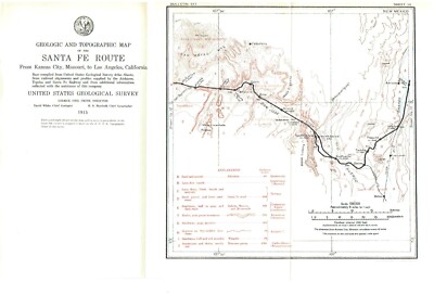 1915 US Geologic & Topographic Railroad Map Abajo to McCarty's New Mexico