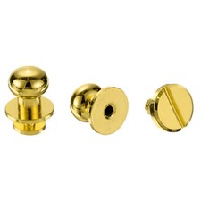 5pcs Round Head Button Studs Screw 10mm Brass Ball Leather Rivets Gold Tone