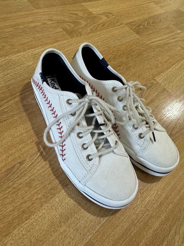 Keds Kickstart Pennant White Baseball Stitch Shoe Women's Size 6 eBay