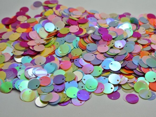 2000 Mixed Color Flat Round loose sequins Paillette Top Hole 10mm sewing Wedding - Picture 4 of 8